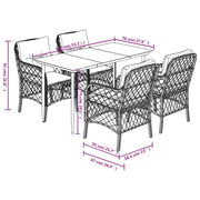 Set comedor de jardín 5 piezas y cojines ratán sintético marrón V8458 Vetonek