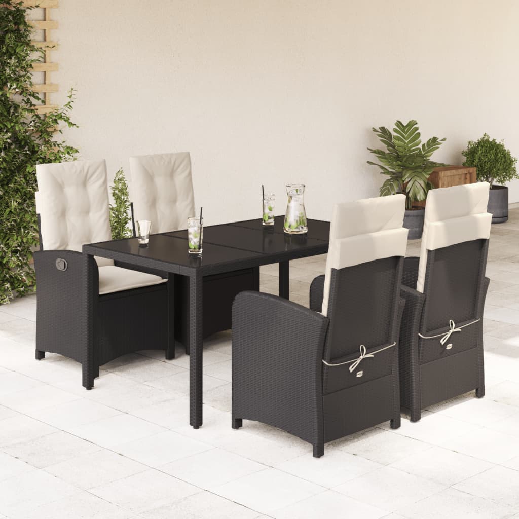 Vetonek Set de muebles jardín 5 pzas con cojines ratán sintético negro