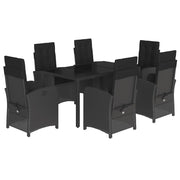 Set de comedor de jardín 7 pzas y cojines ratán sintético negro V9417 Vetonek