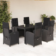 Set de comedor de jardín 7 pzas y cojines ratán sintético negro V9417 Vetonek