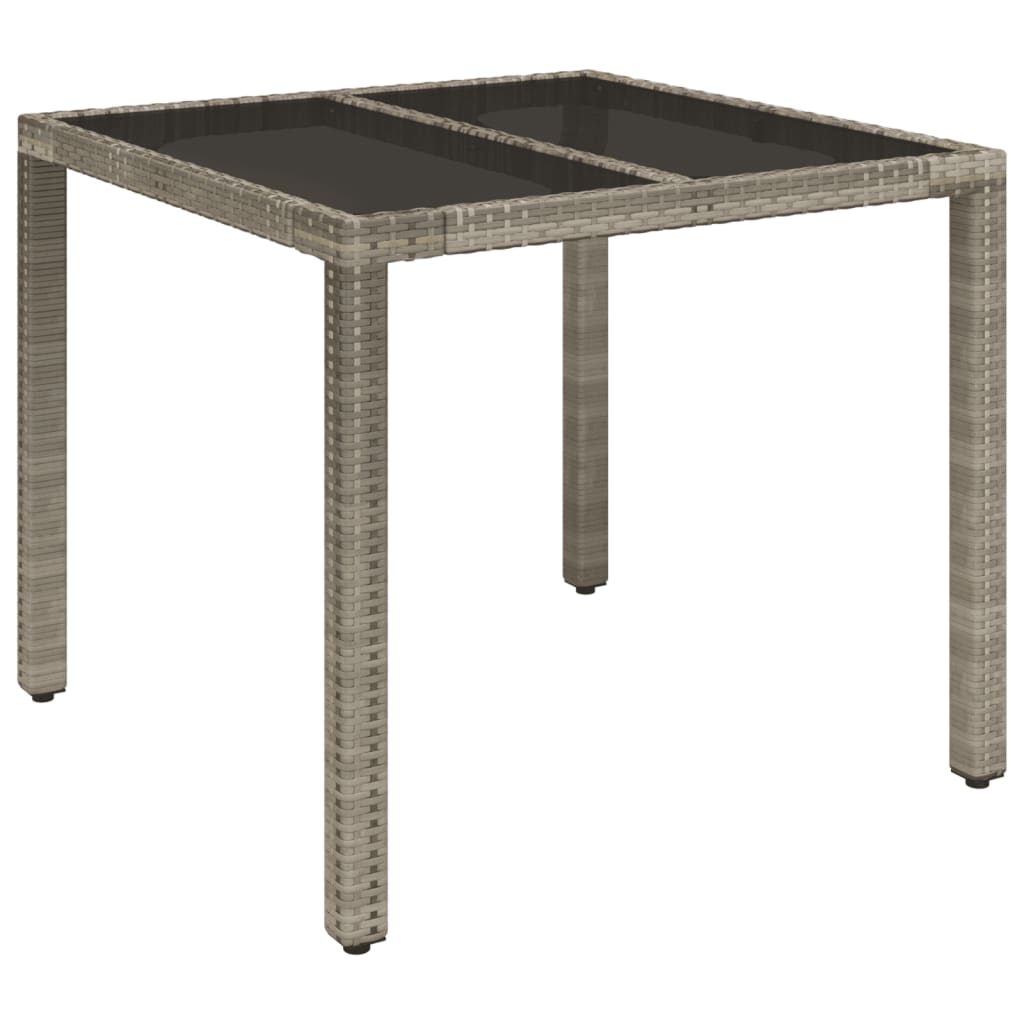 Set comedor de jardín 3 piezas con cojines ratán sintético gris