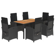 Set de comedor de jardín 7 pzas y cojines ratán sintético negro V9684 Vetonek