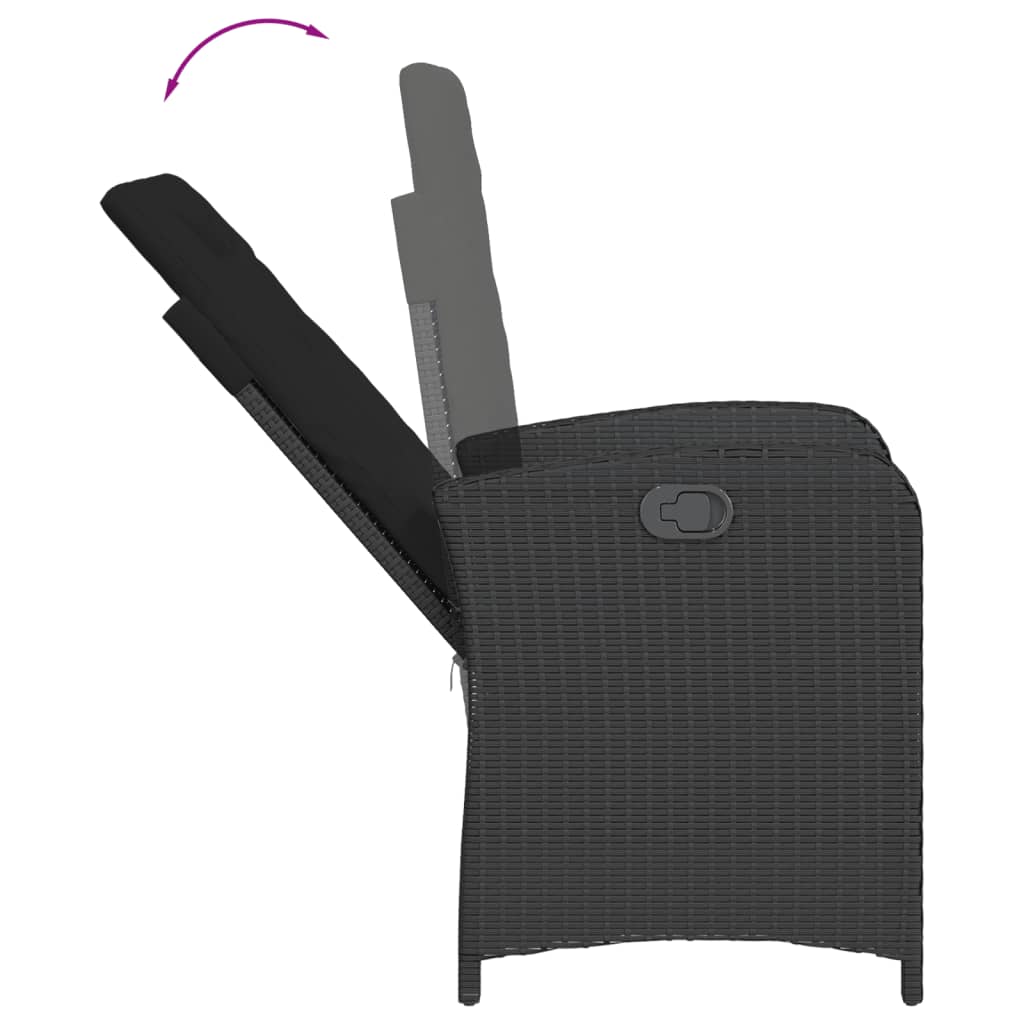 Set de comedor de jardín 7 pzas y cojines ratán sintético negro V9684 Vetonek