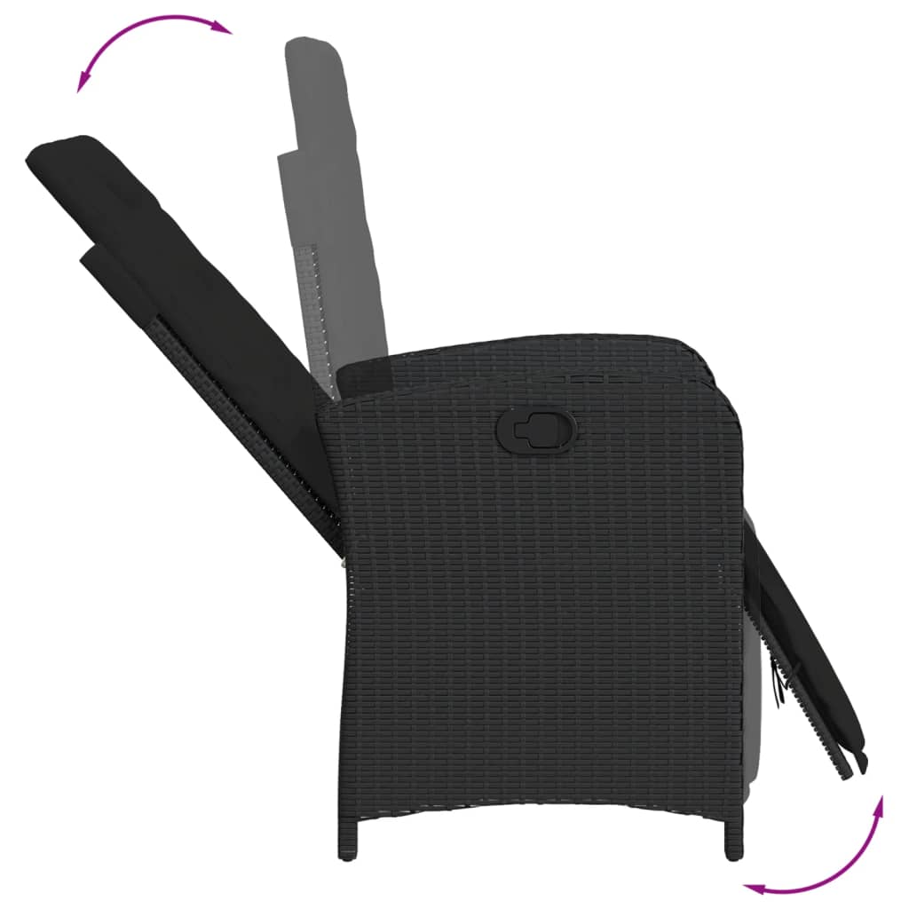 Set de comedor de jardín 7 pzas y cojines ratán sintético negro V9684 Vetonek