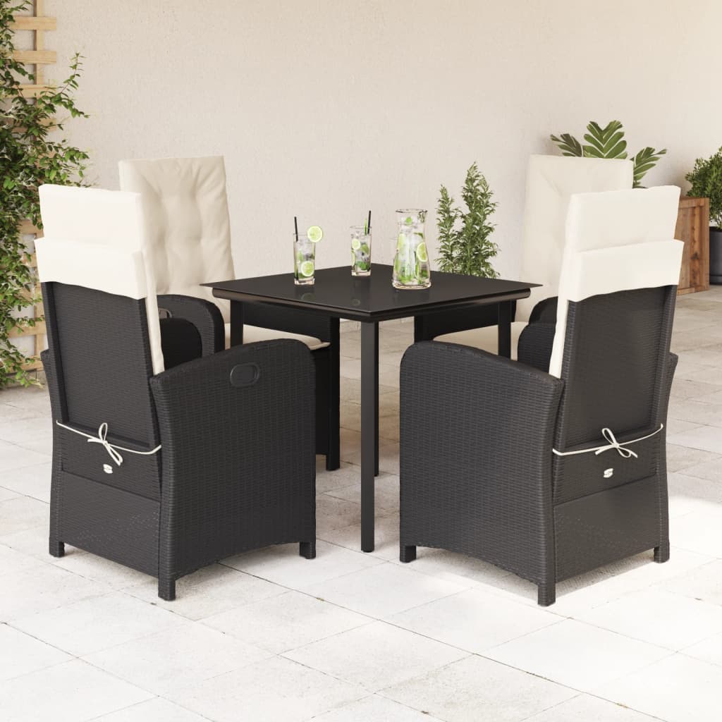 Vetonek Set de muebles jardín 5 pzas con cojines ratán sintético negro