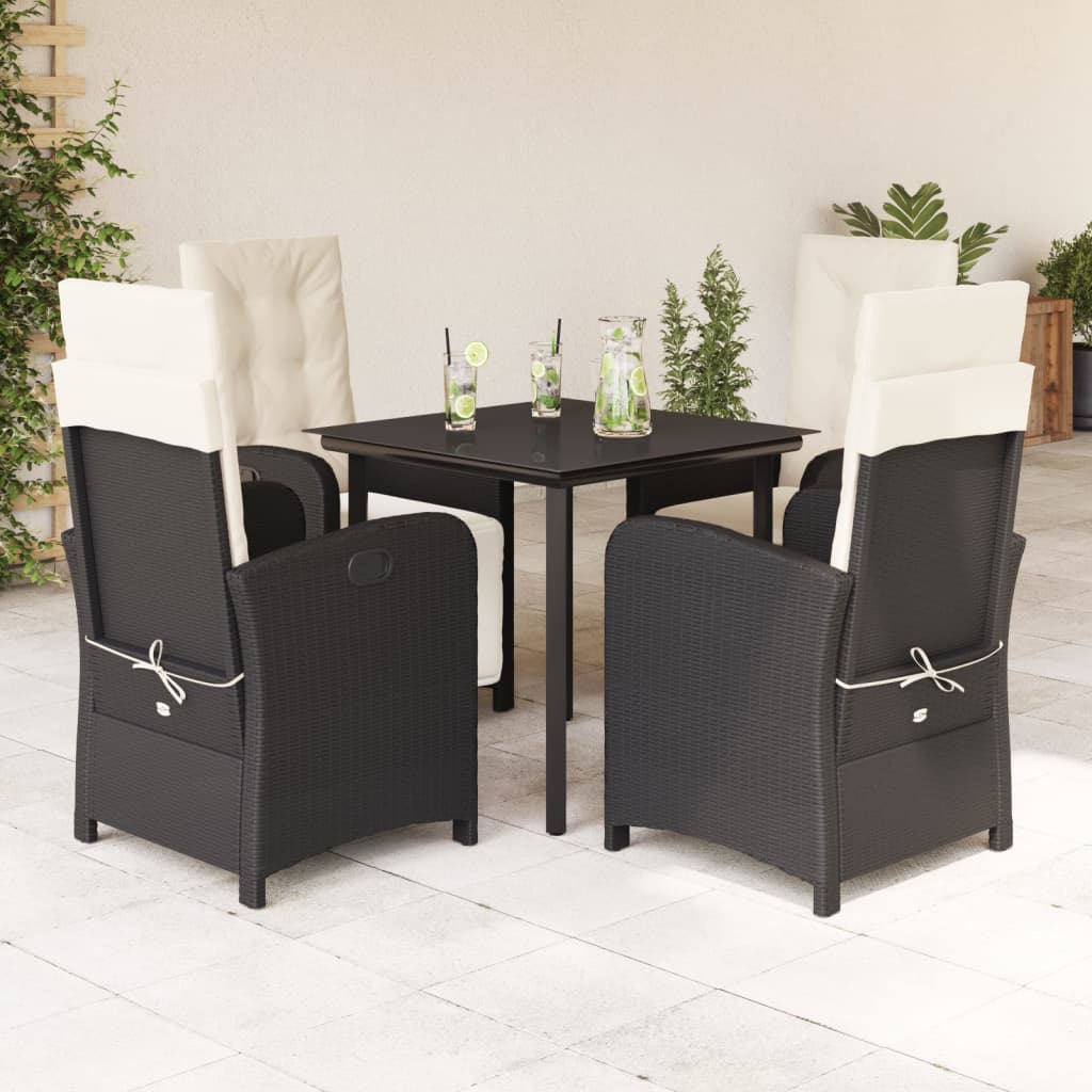 Vetonek Set de muebles jardín 5 pzas con cojines ratán sintético negro