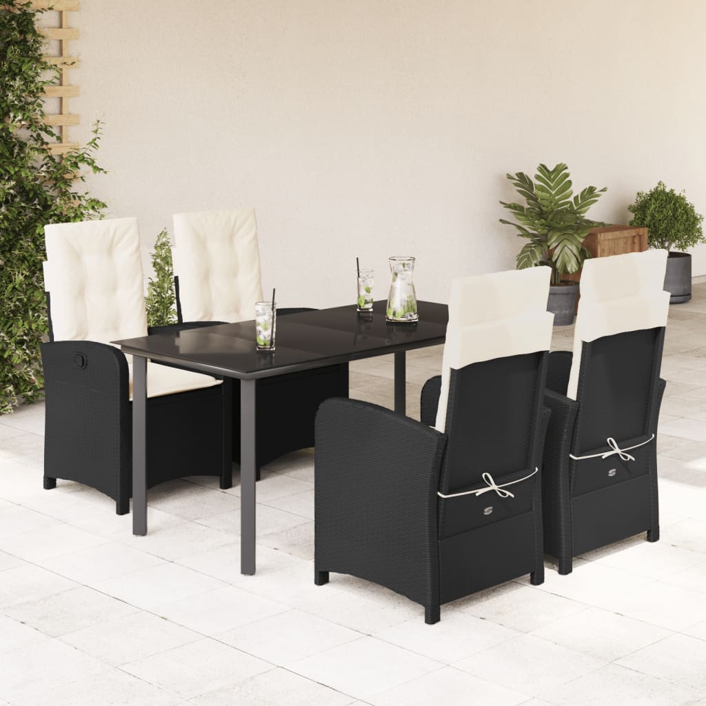 Vetonek Set de muebles jardín 5 pzas con cojines ratán sintético negro