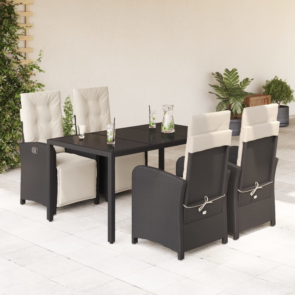 Vetonek Set de muebles jardín 5 pzas con cojines ratán sintético negro