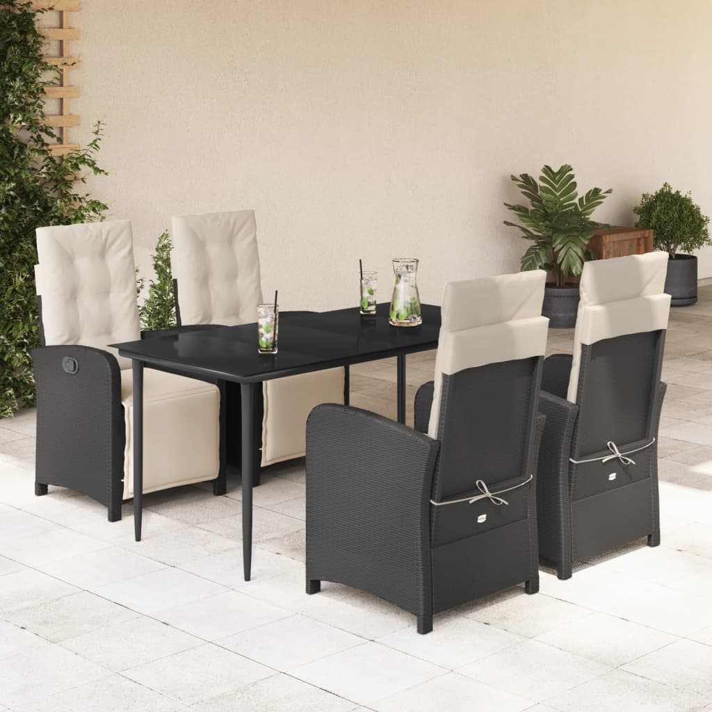 Vetonek Set de muebles jardín 5 pzas con cojines ratán sintético negro