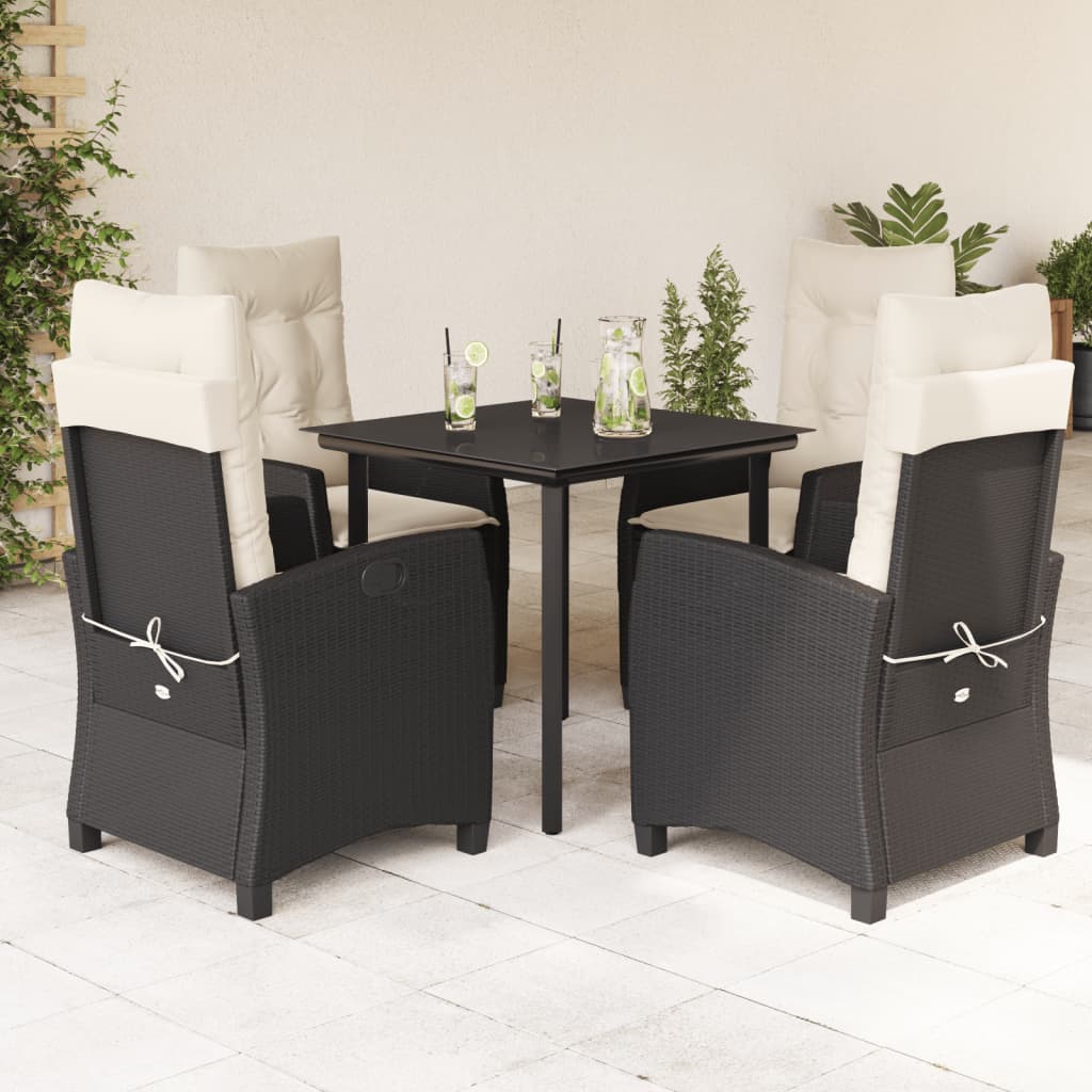 Vetonek Set de muebles jardín 5 pzas con cojines ratán sintético negro