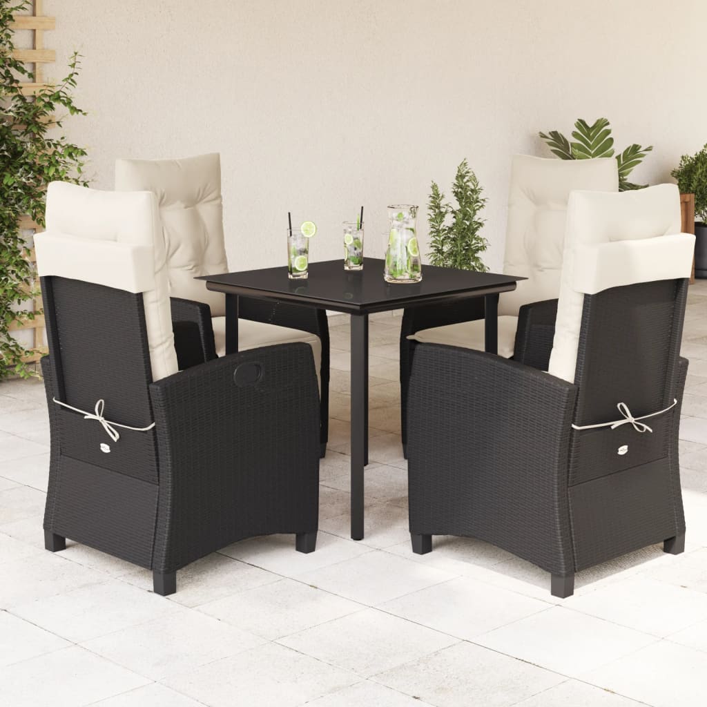 Vetonek Set de muebles jardín 5 pzas con cojines ratán sintético negro