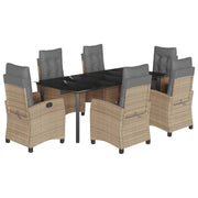 Set comedor de jardín 7 pzas con cojines ratán sintético beige V5722 Vetonek