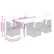 Set comedor de jardín 7 pzas con cojines ratán sintético beige V5722 Vetonek