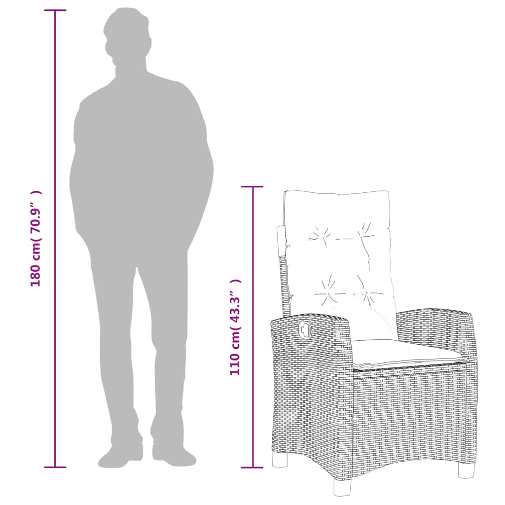 Set comedor de jardín 7 pzas con cojines ratán sintético beige V5722 Vetonek