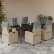 Set comedor de jardín 7 pzas con cojines ratán sintético beige V5722 Vetonek