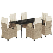 Set comedor de jardín 7 pzas con cojines ratán sintético beige V7405 Vetonek