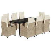 Set comedor de jardín 9 pzas con cojines ratán sintético beige V7412 Vetonek