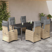 Set comedor de jardín 7 pzas con cojines ratán sintético beige V7610 Vetonek
