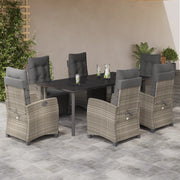Set comedor jardín 7 pzas y cojines ratán sintético gris claro V7757 Vetonek