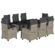 Set comedor de jardín 9 pzas cojines ratán sintético gris claro V7764 Vetonek