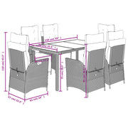 Set de comedor de jardín 7 pzas y cojines ratán sintético negro V7955 Vetonek