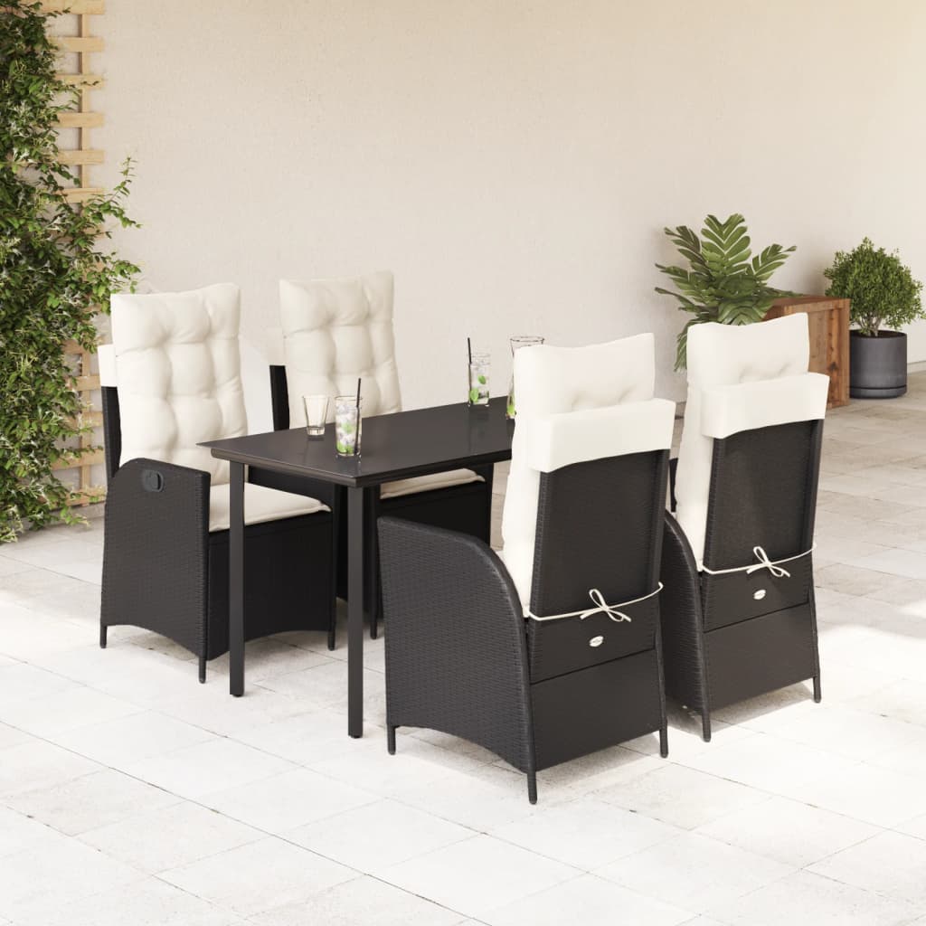 Vetonek Set de muebles jardín 5 pzas con cojines ratán sintético negro