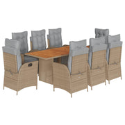 Set comedor de jardín 9 pzas con cojines ratán sintético beige V1082 Vetonek