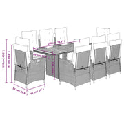 Set comedor de jardín 9 pzas con cojines ratán sintético beige V1082 Vetonek