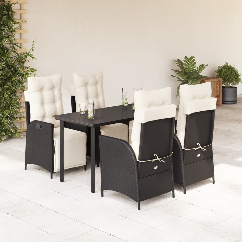 Vetonek Set de muebles jardín 5 pzas con cojines ratán sintético negro