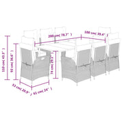 Set comedor de jardín 9 pzas con cojines ratán sintético beige V1877 Vetonek
