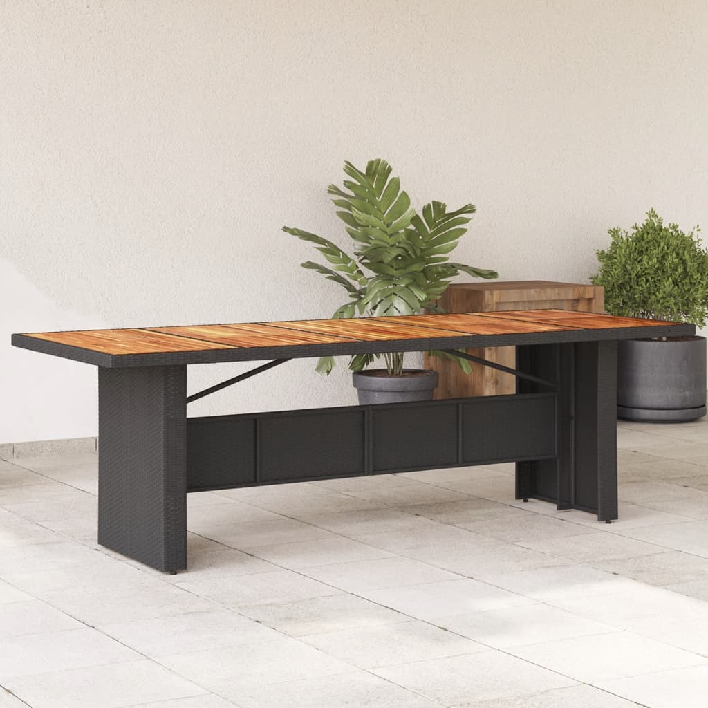 Vetonek Mesa de jardín superficie madera acacia ratán negro 240x90x75cm