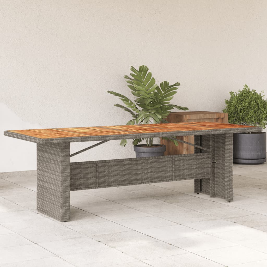 Vetonek Mesa de jardín superficie madera acacia ratán gris 240x90x75 cm