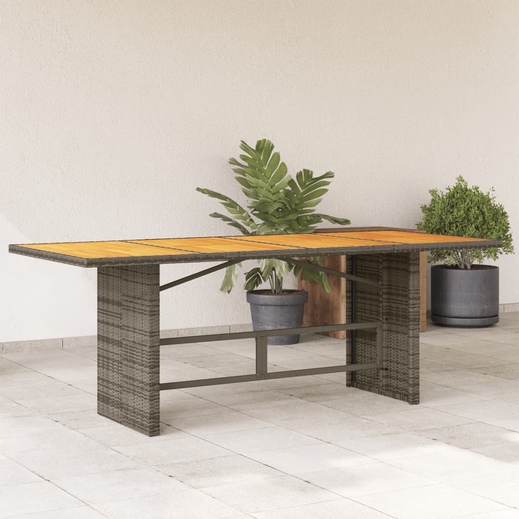 Vetonek Mesa de jardín superficie madera acacia ratán gris 190x80x75cm