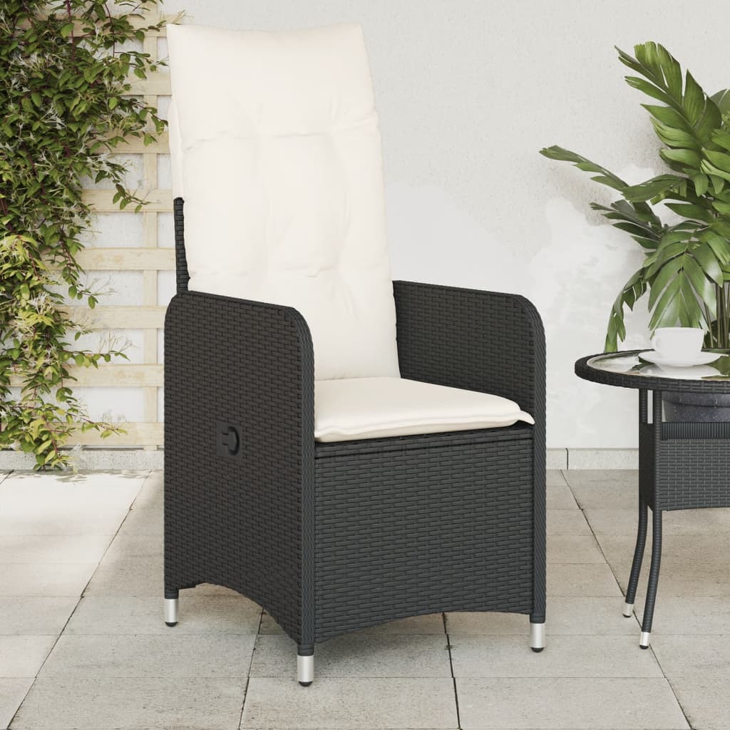 Vetonek Sillones reclinable jardín cojines 2 uds ratán sintético negro