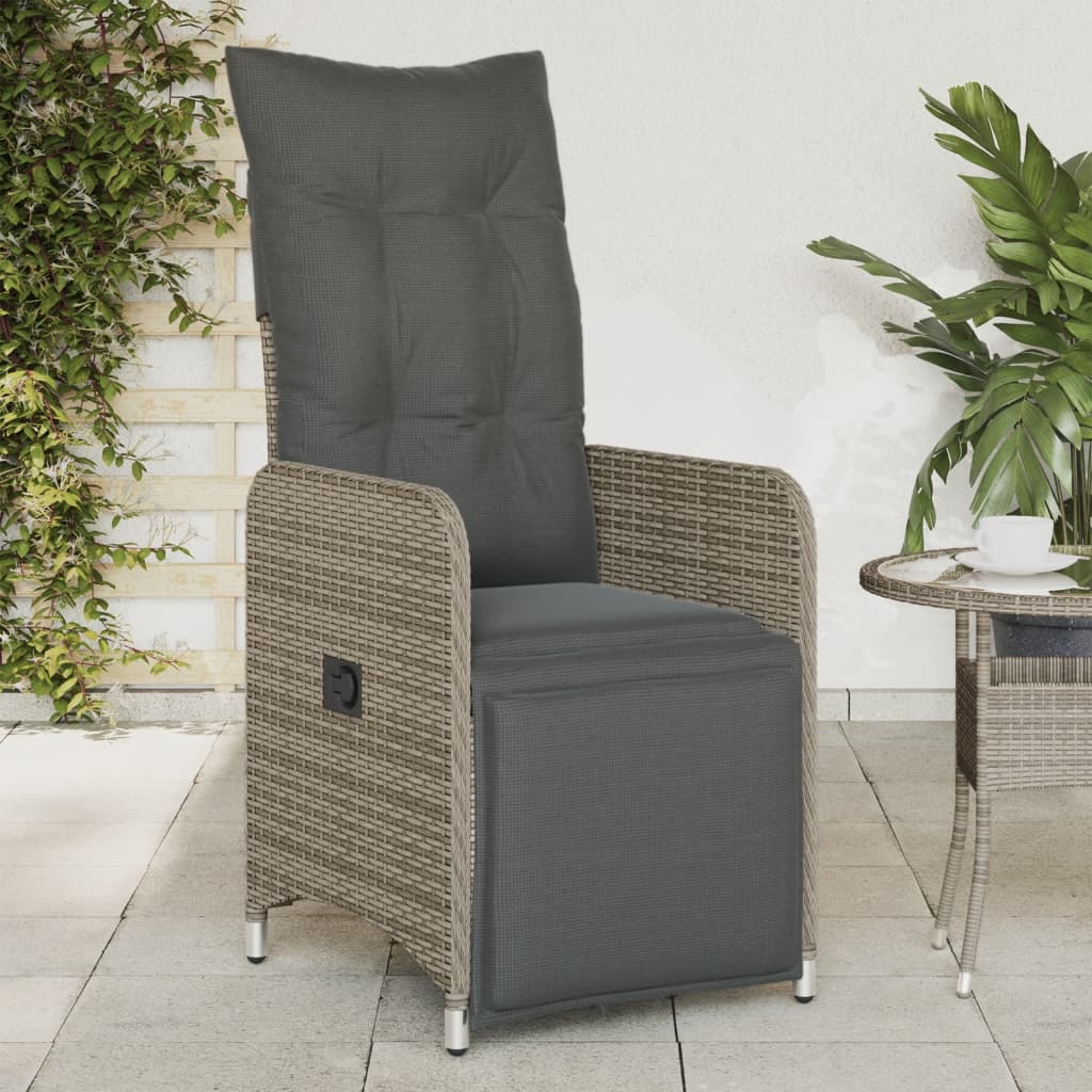 Vetonek Sillones reclinable jardín y cojines 2 uds ratán sintético gris