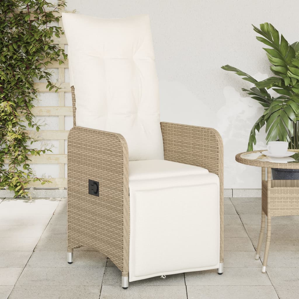 Vetonek Sillones reclinables de jardín con cojines beige 2 uds ratán PE