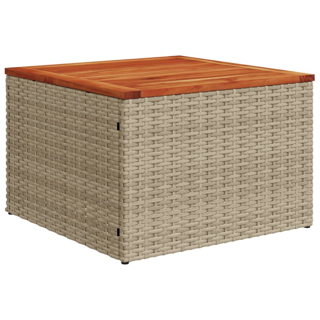 Mesa de jardín ratán sintético madera acacia beige 55x55x37 cm