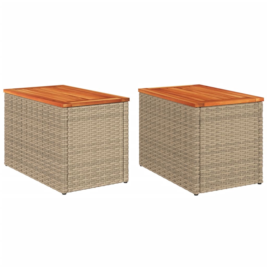 Tavoli ausiliari del giardino 2 UDS RATán Wood Beige 55x34x37cm