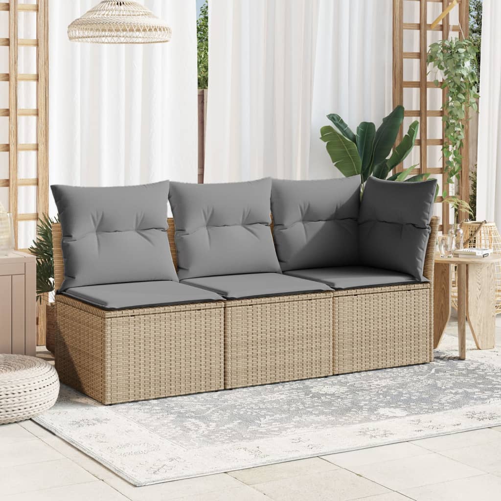 Garden sofa without plagan with rattan pe Beige cushions