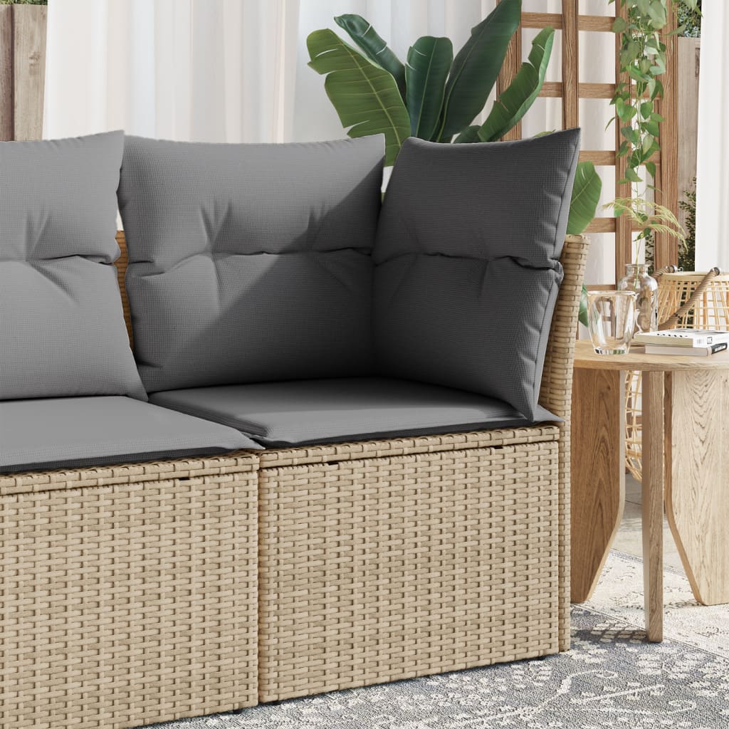 Vetonek Silla de jardín sin reposabrazos con cojines ratán PE beige