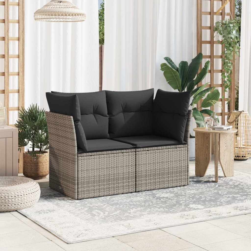 Sofá de jardim com almofadas 2 lugares rattan sintético cinza v4991 - Vetonek