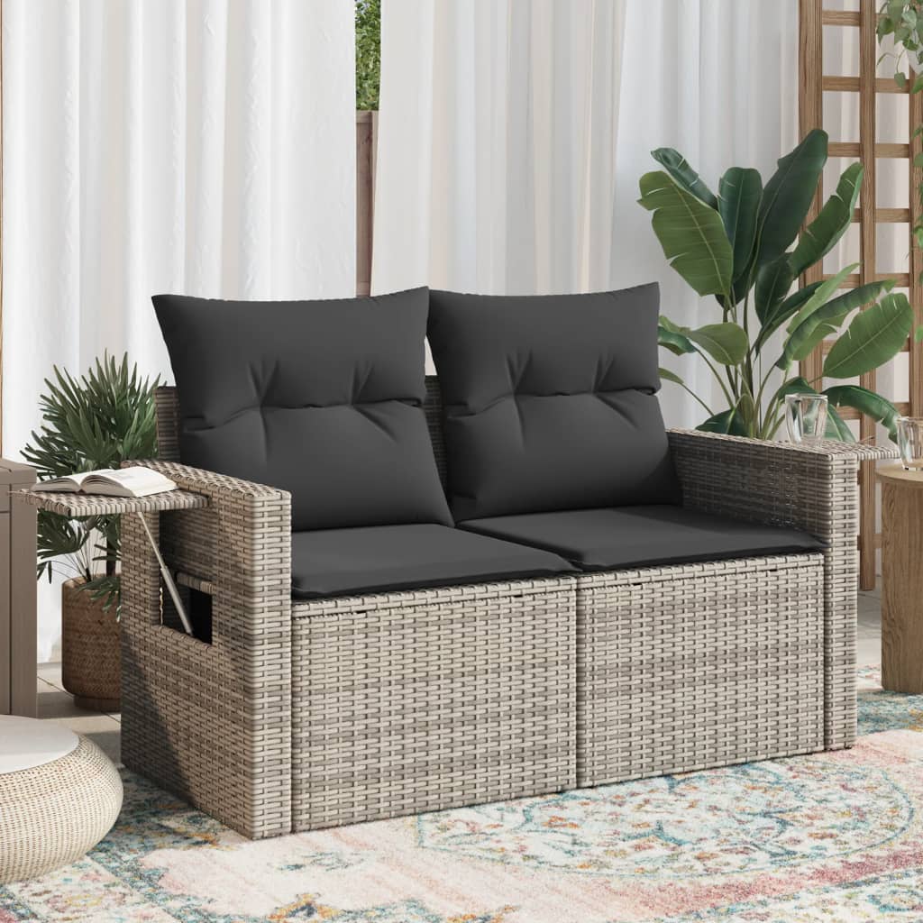 Sofá de jardim com almofadas 2 lugares rattan sintético cinza v5080 Vetonek