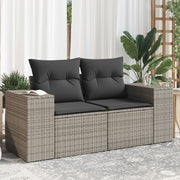 Sofá de jardim com almofadas 2 lugares rattan sintético cinza v5103 Vetonek