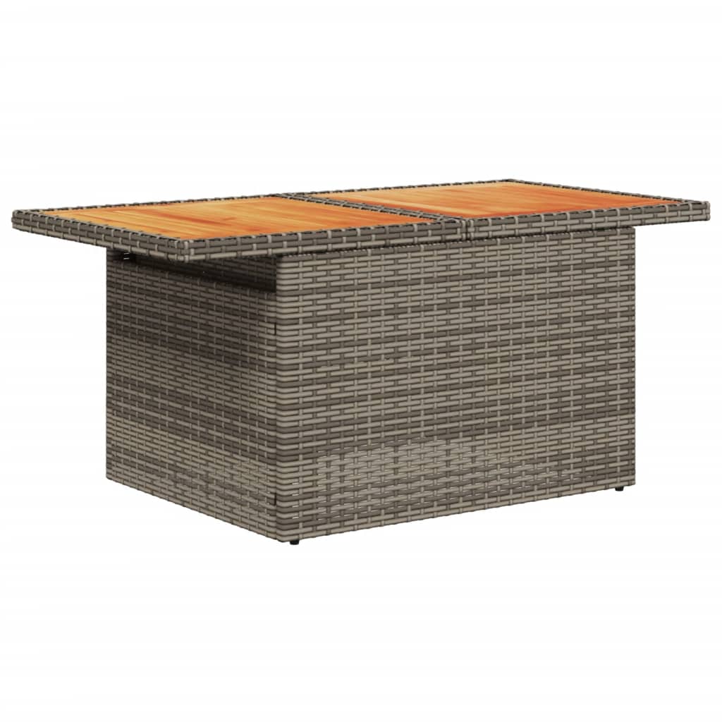 Mesa de jardín ratán PE y madera de acacia gris 100x55x73 cm V27