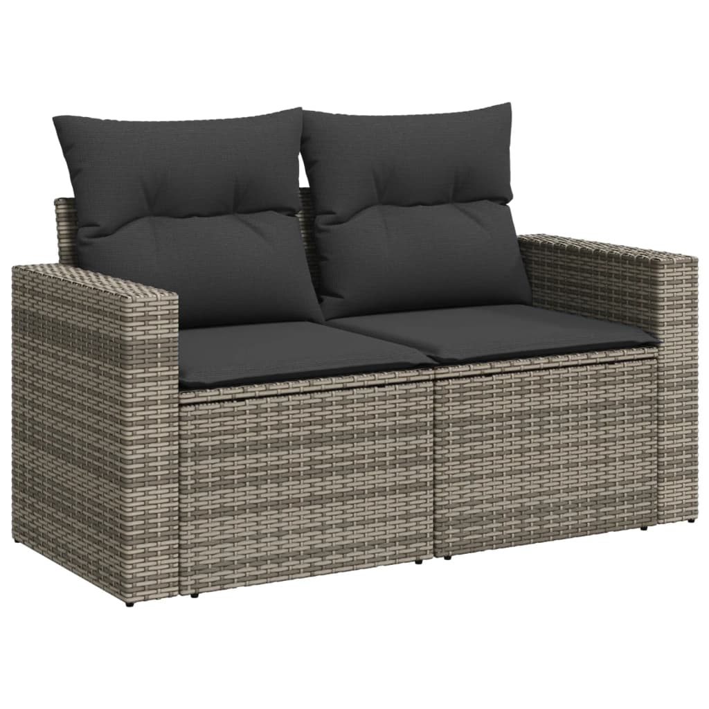 Sofá de jardim com almofadas 2 lugares rattan sintético cinza v5257 - Vetonek