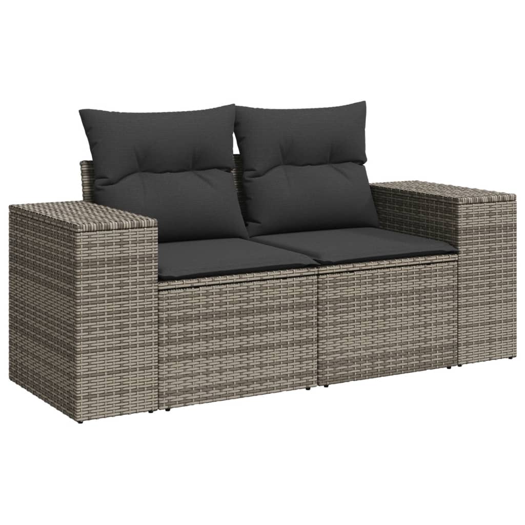 Sofá de jardim com almofadas 2 lugares rattan sintético cinza v5288 - Vetonek