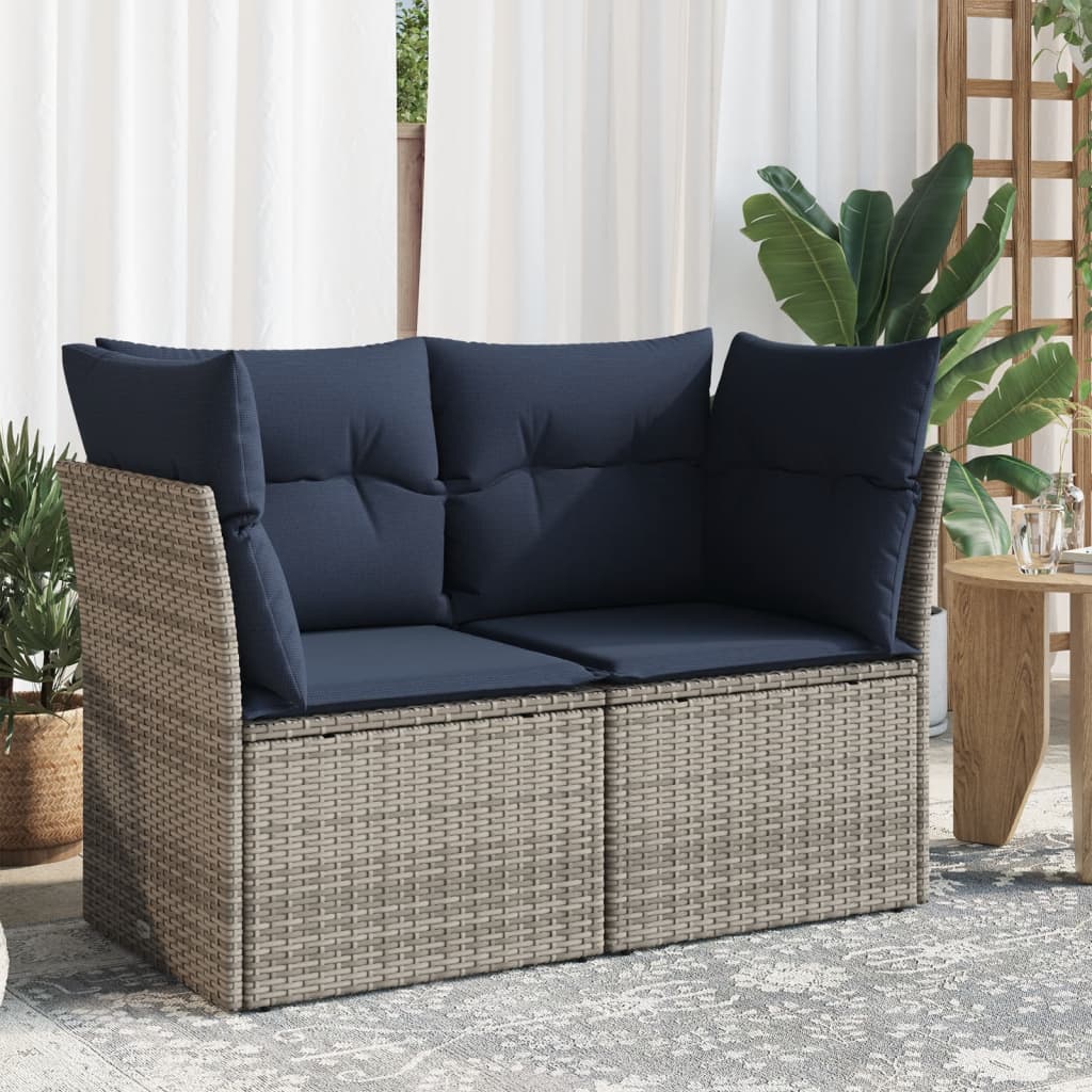Sofá de jardim com almofadas 2 lugares rattan sintético cinza v5349 Vetonek
