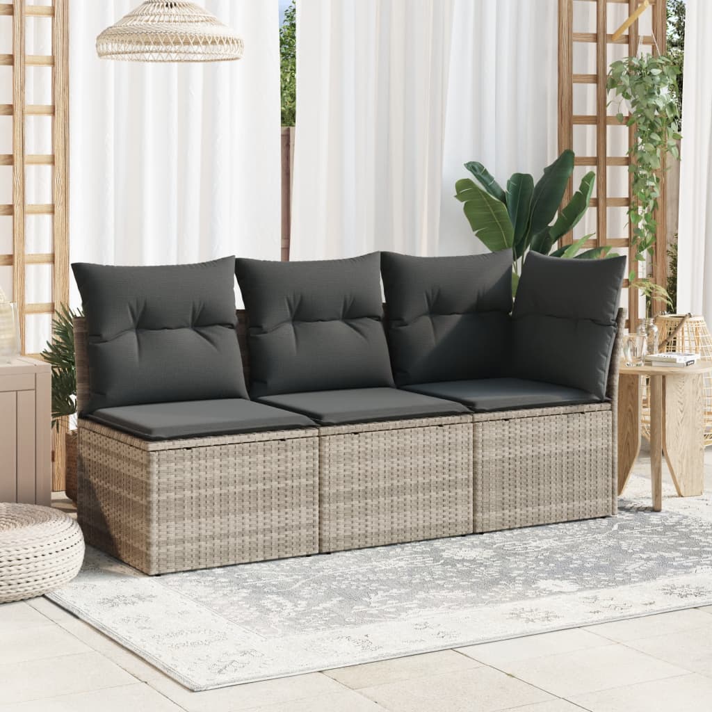 Garden corner sofa with light synthetic rattan cushions