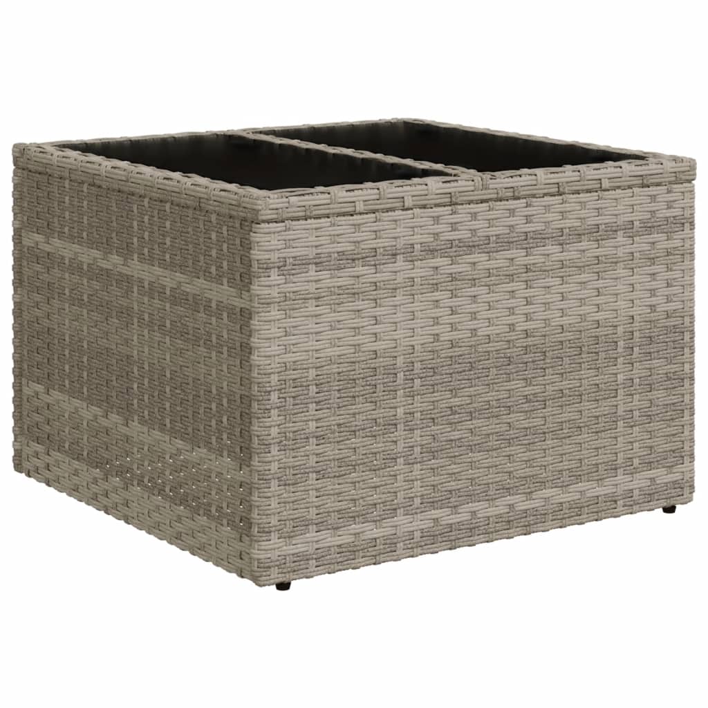 Mesa jardín superficie vidrio ratán PE gris claro 55x55x37 cm - Vetonek