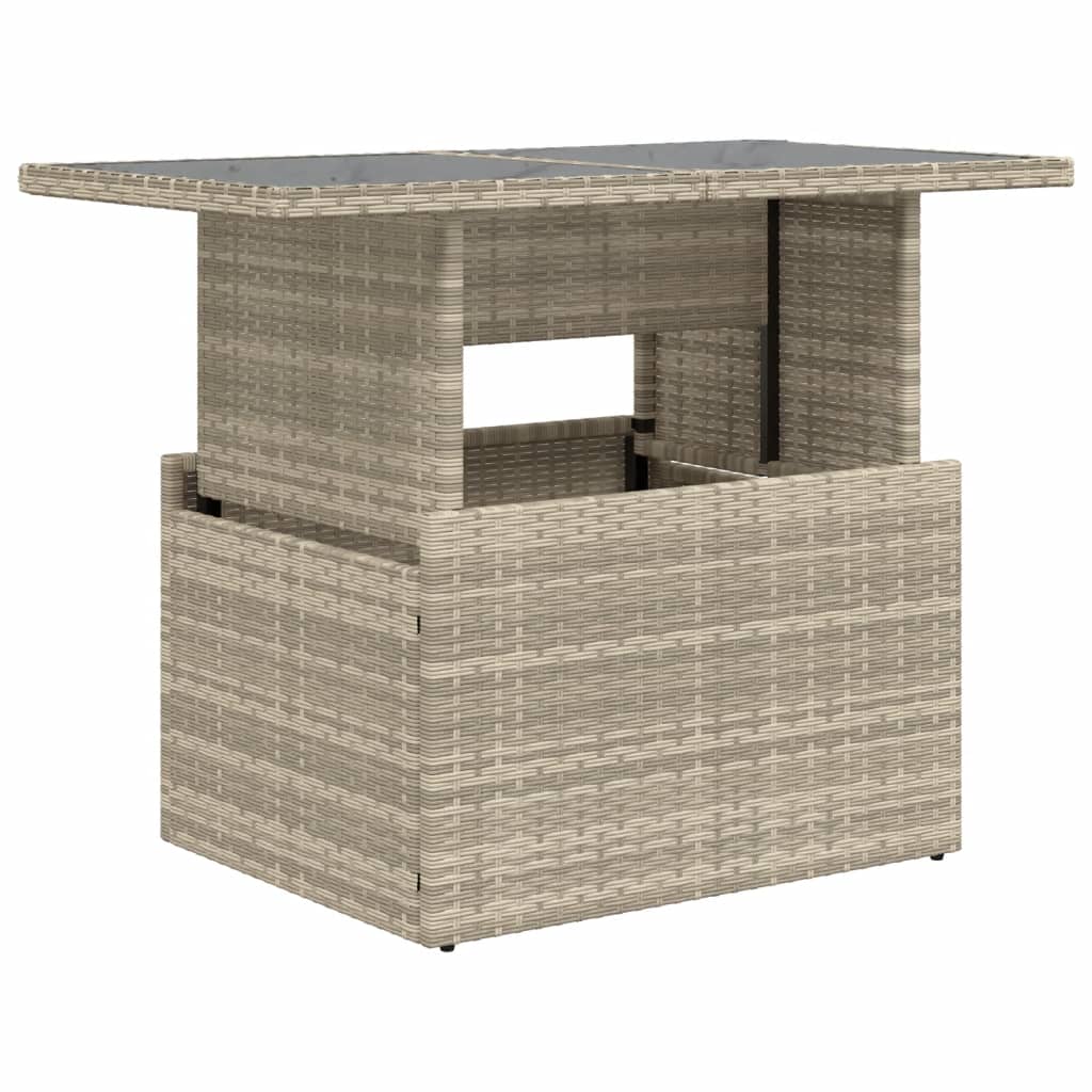 Mesa jardín superficie vidrio ratán PE gris claro 100x55x73 cm - Vetonek